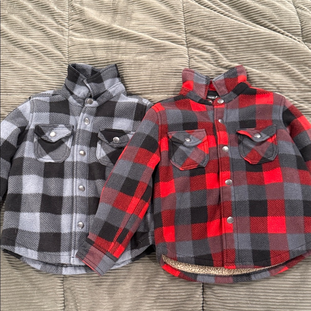 Boys Plaid Flannel jackets - Red and Gray *price for both* size 4/5